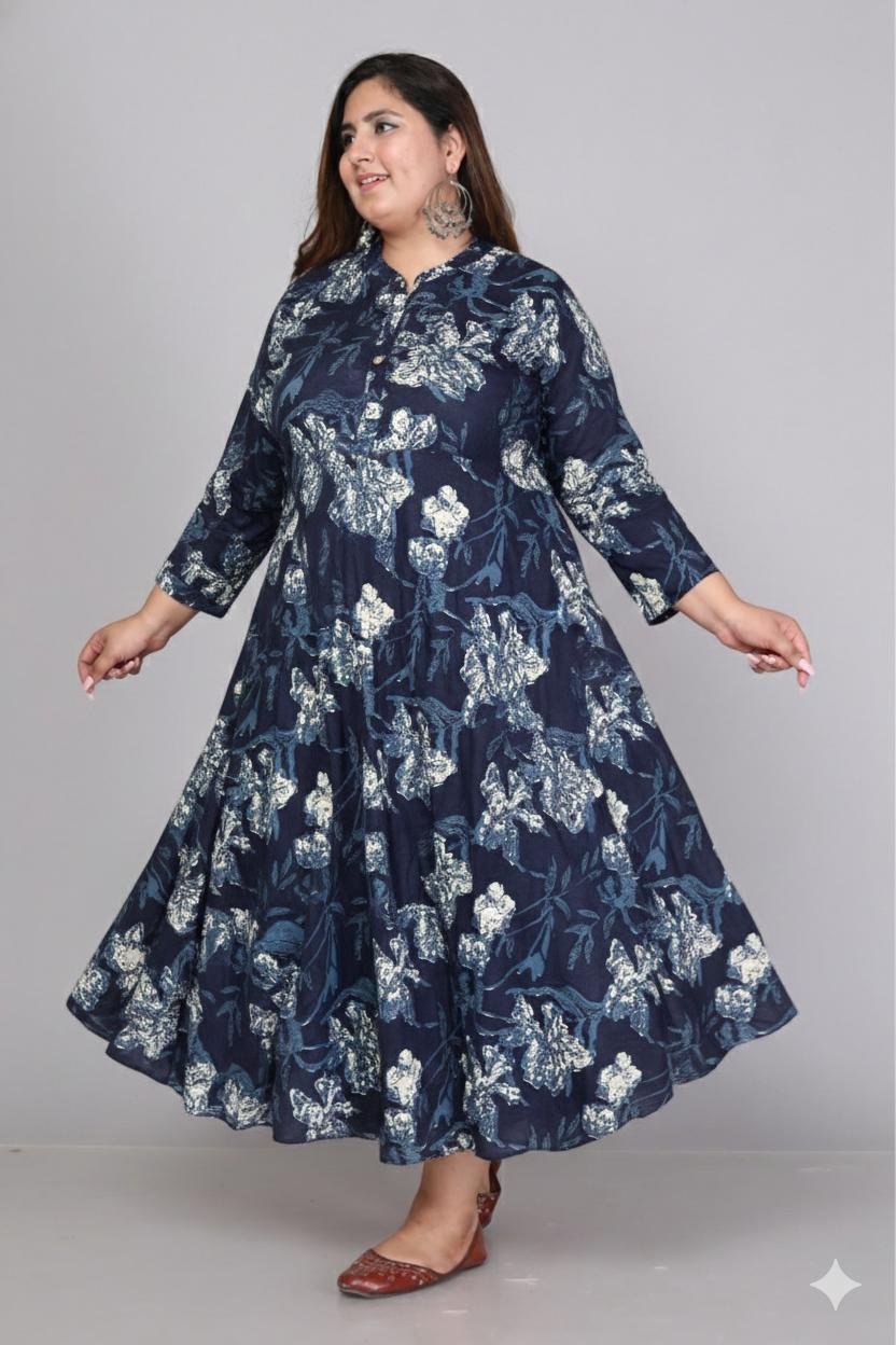 Pink Floral Plus Size Long Gown