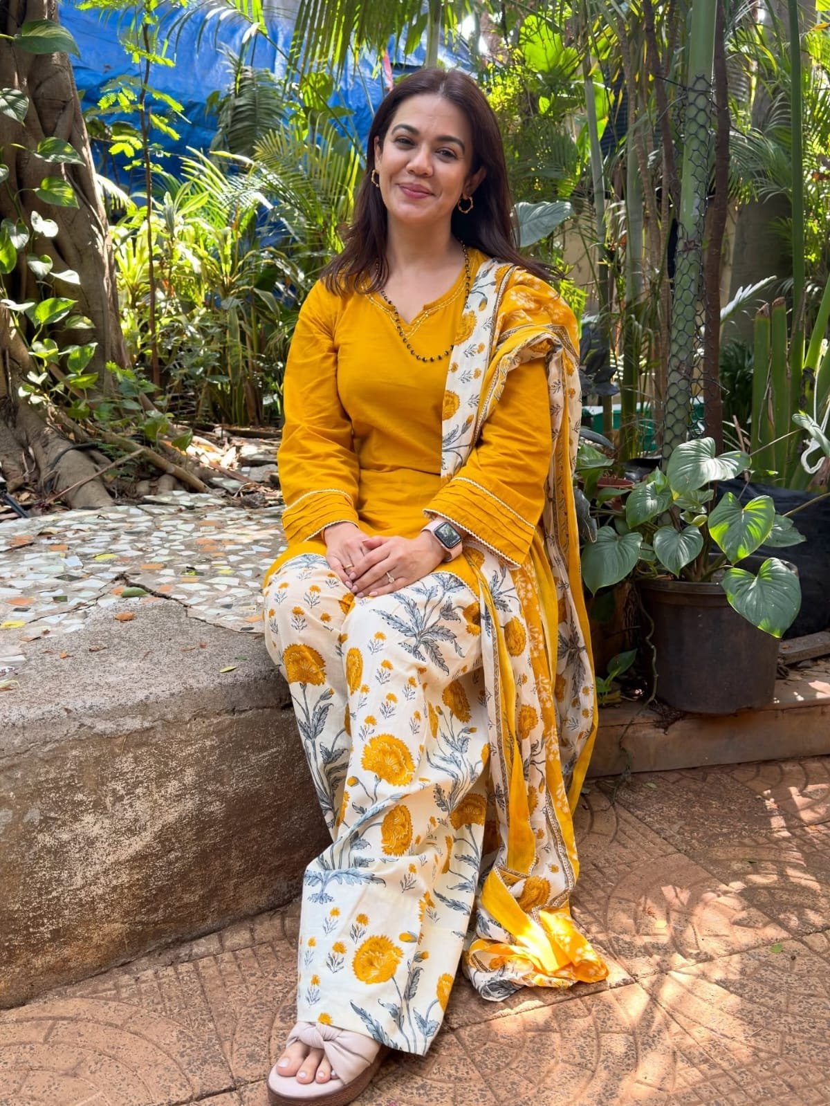Yellow Embroidered Cotton Kurta Set